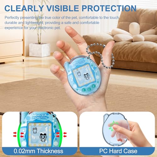 Image of for Tamagotchi Connection Case, Clear Hard PC Drop-Proof Protective Cover, Transparent Portable Carrying Storage Case for Tamagotchi Connection Accessories (Cover Only), Translucent Blue