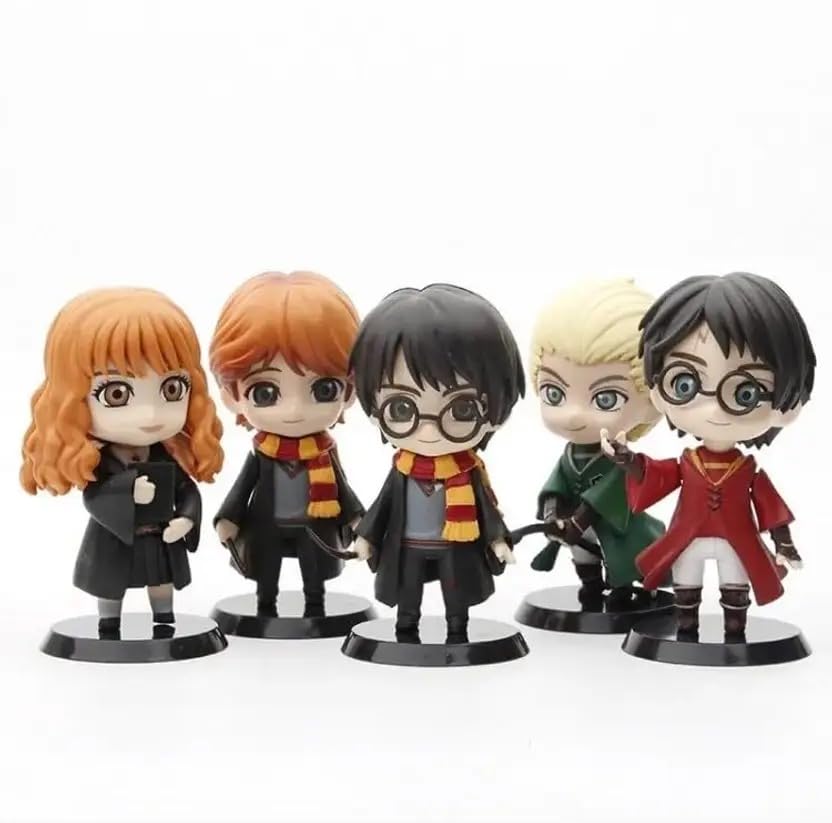 Image of Harry Potter 5 Pc Action Figure Set - Special Edition Collectible Figures with Pet | Dashboard Toy, Cake Topper, Desk & Study Table Decoration | Gift for Kids & Fans (Harry Set of 5)