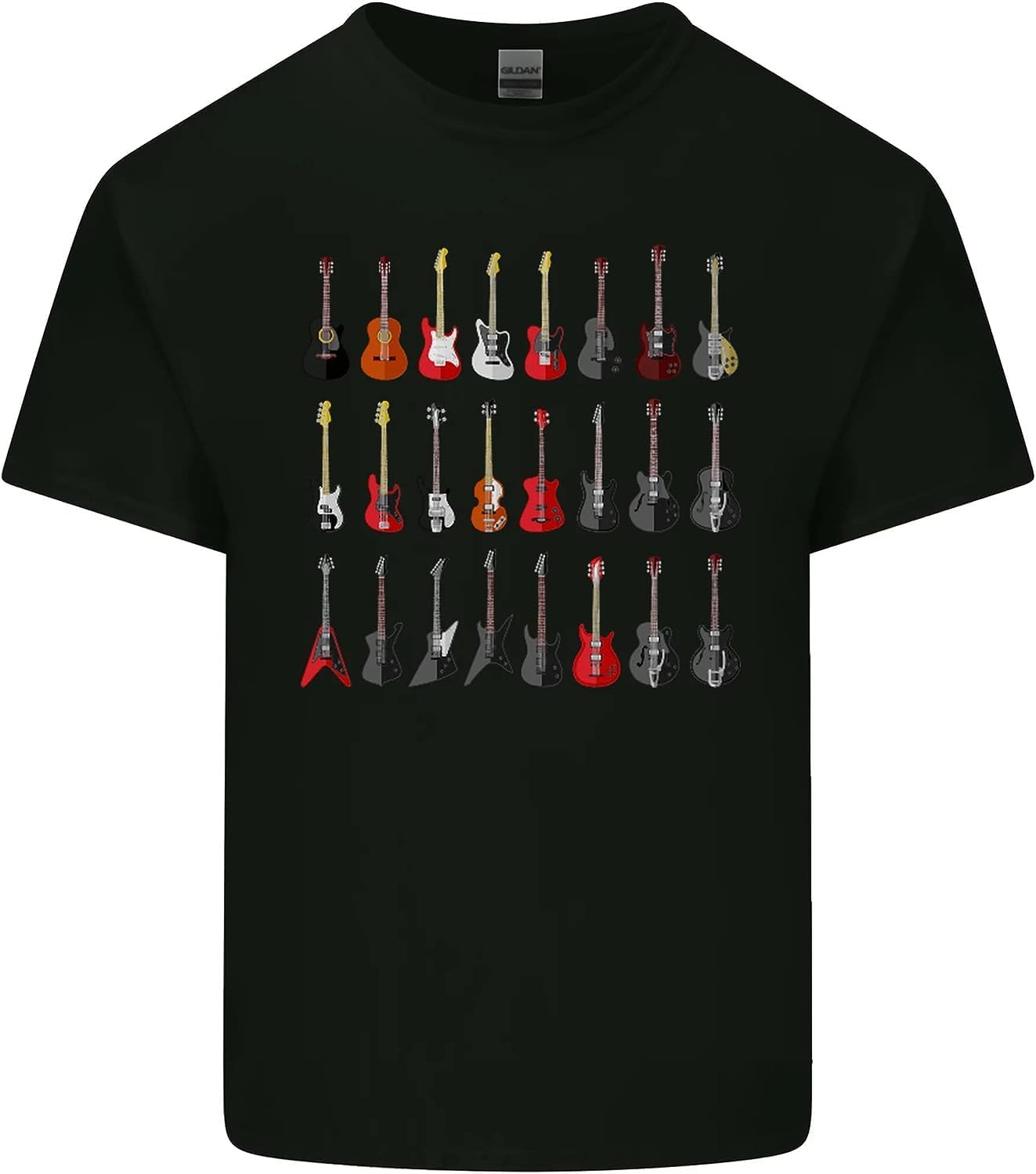 Velvi A Collection of Guitars Guitarist Electric Mens Cotton T-Shirt Tee Top