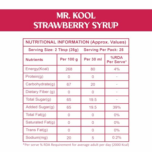 Image of Mr. Kool Strawberry Syrup 450g | Premium Strawberry Flavored Dessert & Milkshake Syrup | Ideal for Ice Cream, Pancakes, Waffles & Mocktails | Rich Taste & Aroma