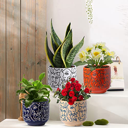 Gohearin Ceramic Indoor Planters With Drainage Hole - 6.6 Inch And 5.4 Inch Plant Pots 2 Set Medium Cylinder Flower Pot With Modern Design For Cactus Succulent Garden Decoration Gift (Red) #TOP5