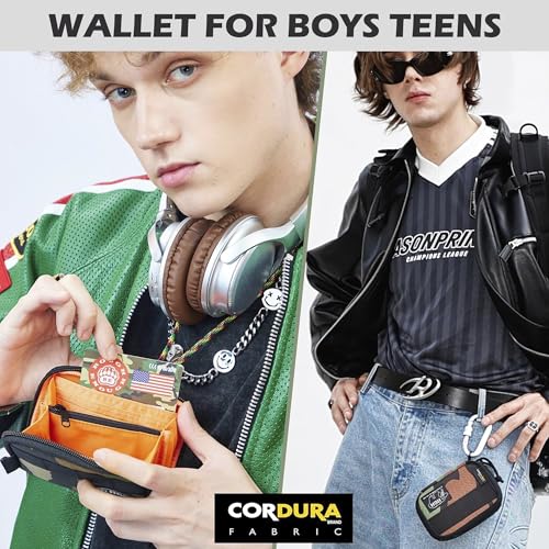 Rough Enough Wallet for Teen Boys Mens Credit Card Holder Tactical Wallets with Neck Lanyard Zipper Coin Pocket Accordion Camo Cordura2
