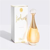 Frasco do Dior J'adore Eau de Parfum dourado ao lado da caixa