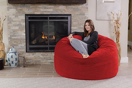 Chill Sack Bean Bag Chair: Giant 5' Memory Foam Furniture Bean Bag - Big Sofa With Soft Micro Fiber Cover - Red Pebble #TOP2