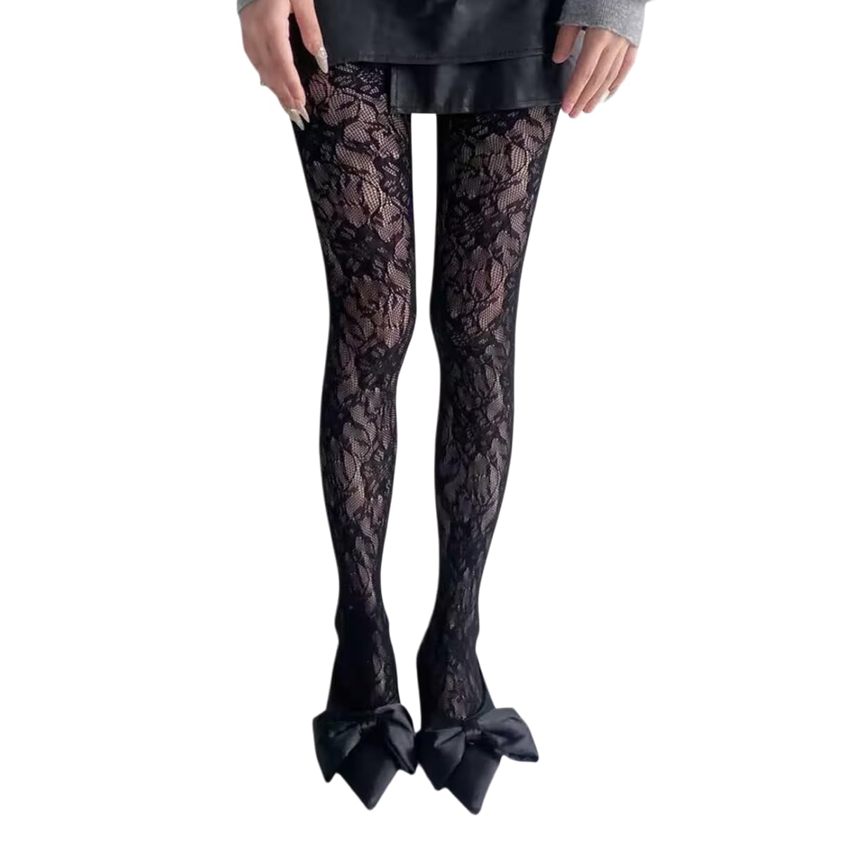 Malustar Women's Daisy Black Patterned Fishnet Tights (Daisy Black)