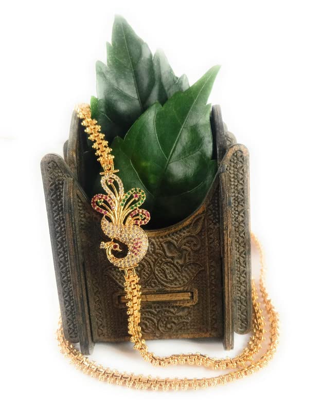 CUTE GOLD One Gram Micro Gold Plated Traditional Designer American Diamond Stone Mugappu Chain for Women & Girls (B09YH7BJD3) Amazon Price History, Amazon Price Tracker