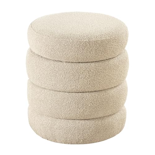 Riess Ambiente Runder Polsterhocker Vogue - 50cm - Taupe - Bouclé - Sitzhocker mit Stauraum Riess Ambiente Runder Polsterhocker Vogue - 50cm - Taupe - Bouclé - Sitzhocker mit Stauraum