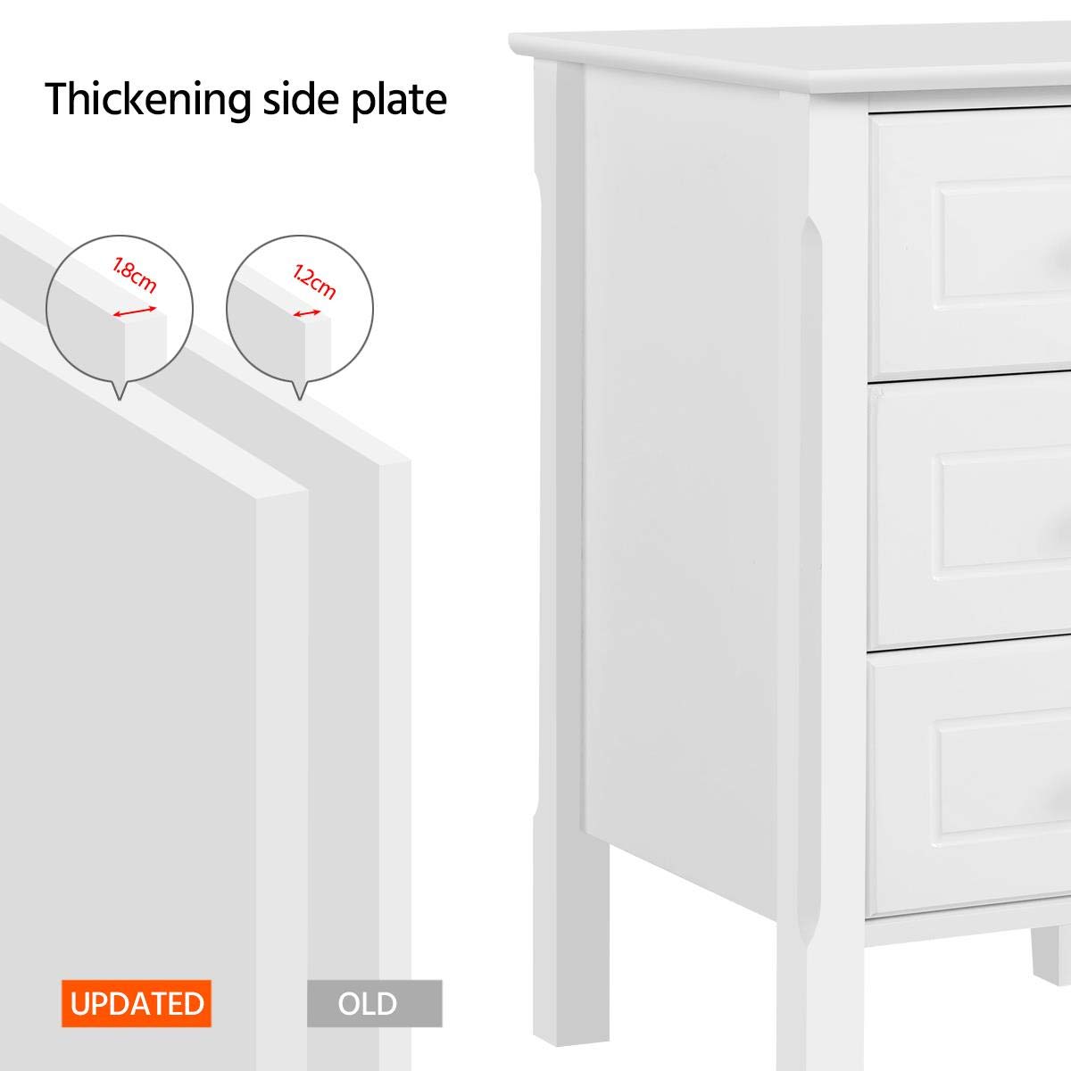 Yaheetech White Bedside Table Modern Bedside Wooden Nightstand