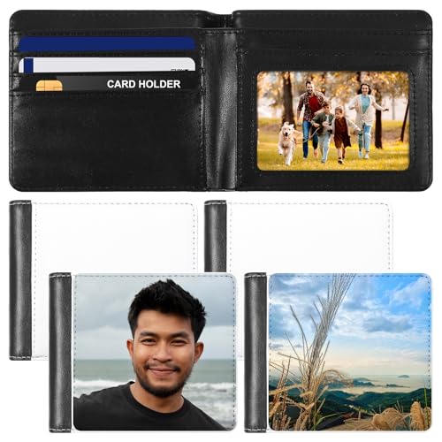 4 Pieces Sublimation Wallets Blanks for Men Father's Day Gifts Employee Appreciation Thank You Gifts Graduation Heat Transfer Sublimation Wallet Bulk
