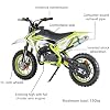50cc Kids Dirt Bike, 2-Stroke Gas Power Dirt Bike Off Road Motocross Gas Dirt Bike with Front Rear Disc Brakes for Beginner Motocross Bikes for Kids 8-12 Max 30KM/H 150KG Load Green