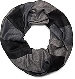sehr hochwertige Verarbeitung styleBREAKER edler Loop Schlauchschal mit Streifen und Paisley Muster im Doubleface Stil, Unisex 01018093, Farbe:Grau-Schwarz