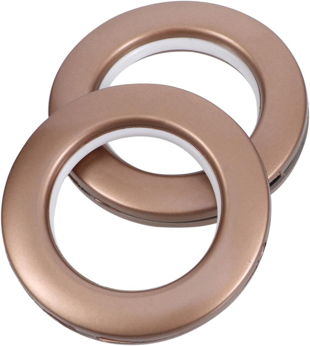 75pcs Coffee Color Plastic Curtain Grommet Rings with 38mm Inner Diameter, Reusable Silent Sliding Roman Rings for Window Drapery and Sheer Curtains