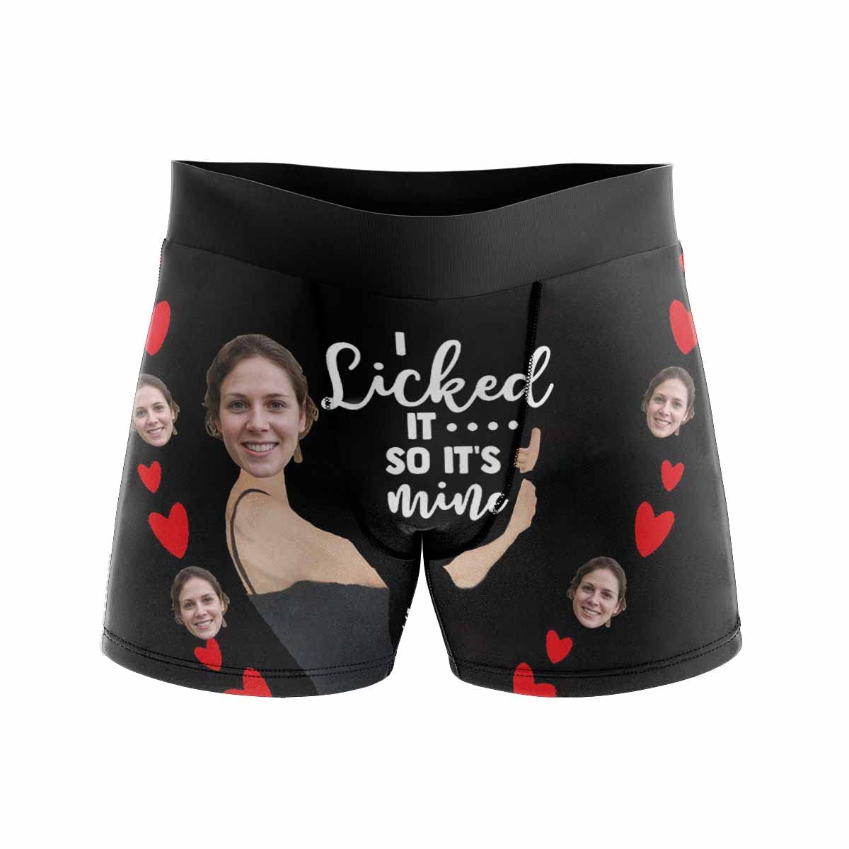 Custom Face Boxer Briefs I Licked it So It's Mine Personalized Photo Underwear for Men