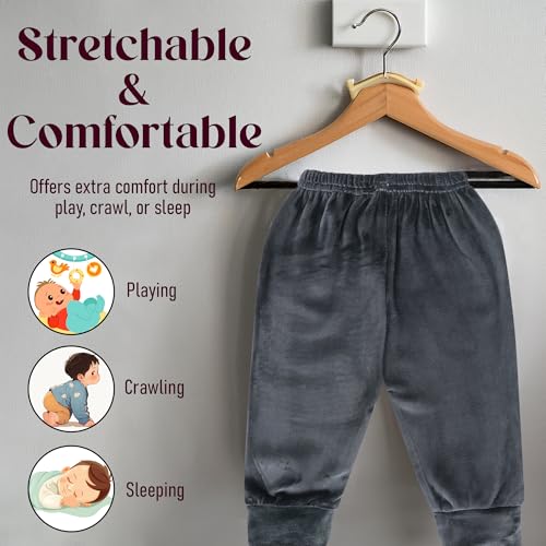 Image of CLAP Unisex Baby Winter Pants Fleece Warm Pajamas Super Soft Multicolor Set of 3