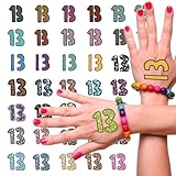 38 Pcs Hand Tattoos 13 Temporary Tattoo, Lucky Number 13 Temporary Tattoo, 13 Tattoo, Hand Tattoo, Temporary Tattoos, Party, Concert Accessories for Coachella Birthday Party Accessories Favors