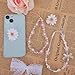 Ptwola 2 PCS Phone Wrist Strap Charm Beaded Butterfly Pearl Cell Phone Case Lanyard Chain Flower Bracelet Wristlet Strap Aesthetic Cute Camera Phone Accessories for Women Wallet Keychain Decoration