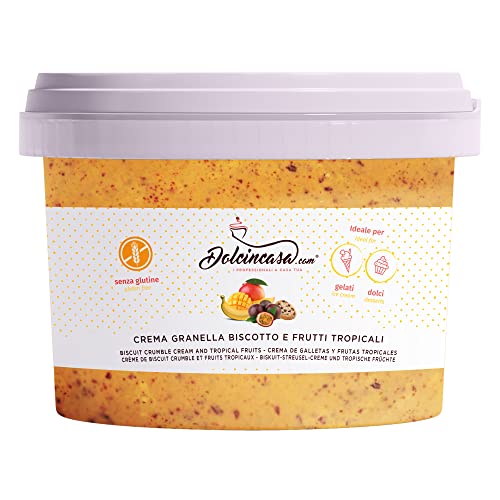 Crema de Galletas y Frutas Tropicales Sabor Excelente para rellenar Pasteles Decoraciones de Pastelería Listo para Usar Untable Sin Gluten para Profesionales del Hogar Paquete de 500 g