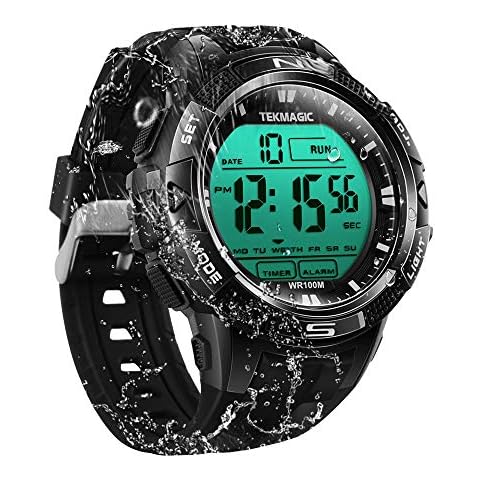 100m Digital Submersible Waterproof Swimming Wristwatch with Alarm and Stopwatch Functions, Support Dual Time Zone Display, Timer Count Down, 12/24 Hour Format Cover