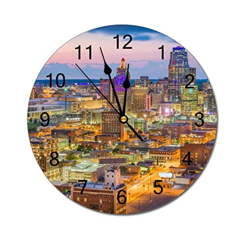 Kansas City USA 12in Silent PVC Farmhouse Wall Clock