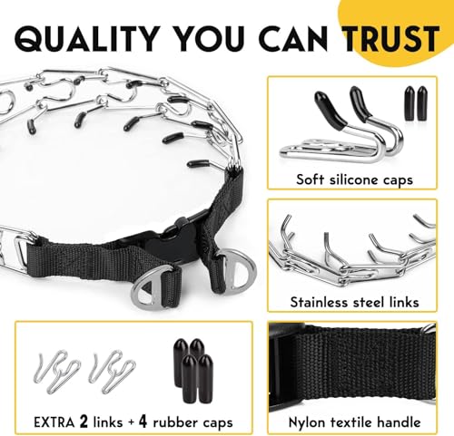 Image of PET JETTChoke Collar for Dogs Training Collar Adjustable Prong Collar for Dog Quick Release Pinch Collar for Dog for S-L Dogs No Pull Walking Tool - Stainless Steel Metal Choker Chain,19x13.97 cm
