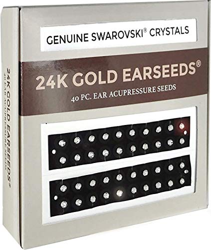 Ear Seeds: 24K Gold EarSeeds Acupressure Kit - 40 Pieces - Ear Seeds with Bonus Free Chart - Clear Latex-Free Tape - Auriculotherapy Pellets for Balance & Wellness