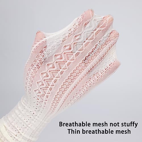 PAROLI Girls Hollow out Chiffon Lace medium stockings 2 Pair Black and White3