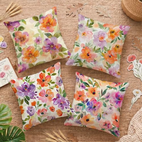Housse coussin canapé 65x65 lin imperméable lot de 4 pour décoration