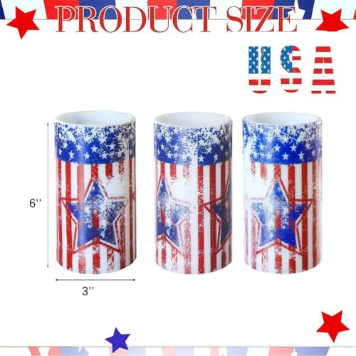 Image of Patriotic Flameless Candles with Timer Remote Set of 3