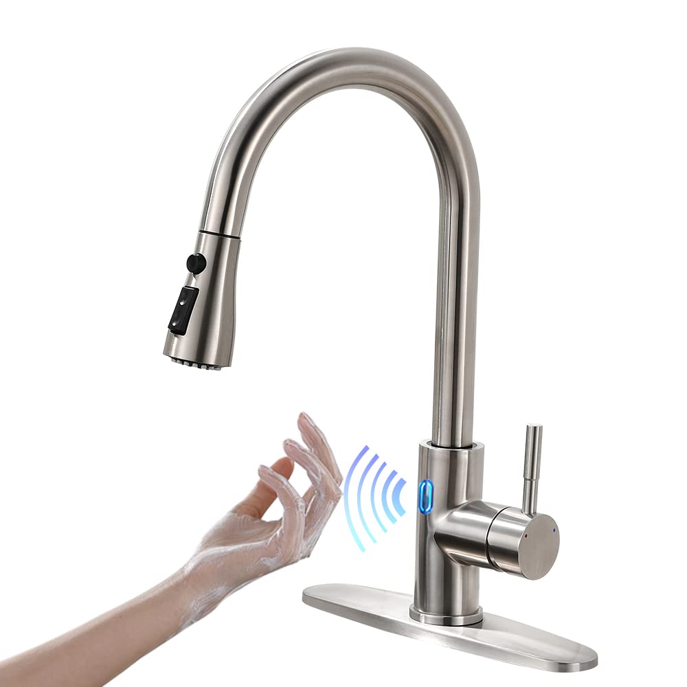 Grifo de cocina extraíble con sensor inteligente Vantor LED níquel 8