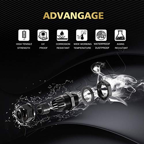 Qilipsu 1/2 Npt Nylon Cable Gland, Waterproof Ip68 Adjustable Locknut For 6-12Mm Cable Diameter (1/2 Npt, 12Pcs) #TOP1