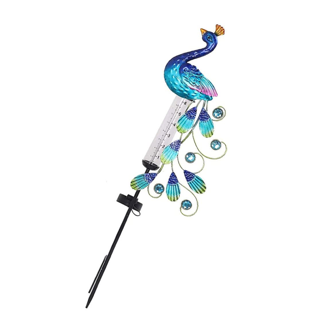 Pluviomètre Lumineux à énergie Solaire Piquets de Jardin en métal en Forme de Paon Décorations de Jardin imperméables Pluviomètres décoratifs extérieurs pour Jardin Pluviomètre décoratif