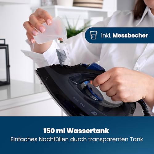 Clatronic® Dampfbügeleisen mit Edelstahlspezialsohle | 1800W | Bügeleisen mit Dampf | 150ml Tank | schnelle Aufheizzeit | Steam Iron mit Tropfstopp und Anti-Kalk | Bügeleisen Dampf | DB 3703 – Bild 4
