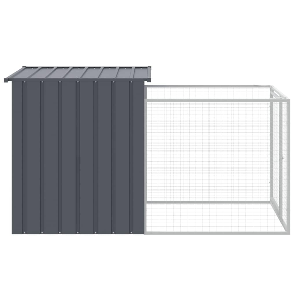 Gabbia per Cani, Box per Cani da Esterno, Box per Cani, Recinto per Cani, Gabbia Cani con Corsa Antracite 110x201x110cm Acciaio Zincato