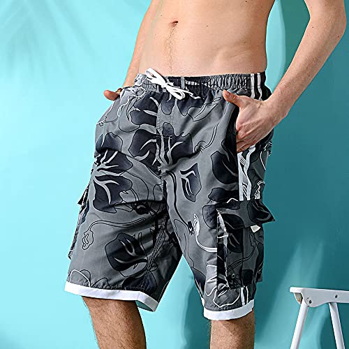 Palmwave Men's Hawaiian Microfiber Swimtrunk - Three Cargo Pockets, Two Side Pockets, Multi Prints, Designed in Hawaii2