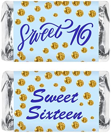 Envoltura de barra de caramelo en miniatura de cumpleaños número 16 (juego de 60), dulces 16 mini calcomanías de barra de caramelo, dulces dieciséis Envoltura de barra de caramelo en miniatura de cumpleaños número 16 (juego de 60), dulces 16 mini calcomanías de barra de caramelo, dulces dieciséis