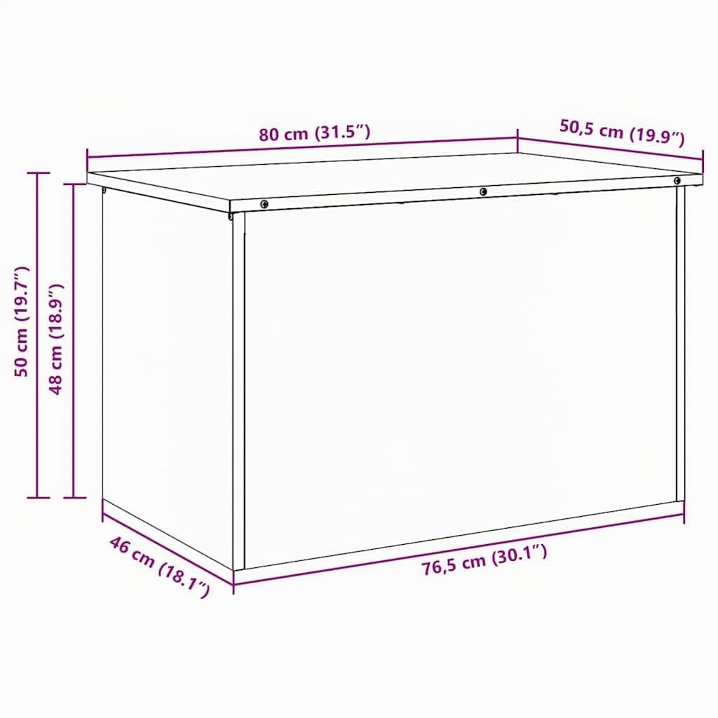 vidaXL Caja de Almacenamiento Exterior Negro 80 x 50,5 x 50 cm Acero, Caja de Almacenamiento Exterior, Gabinete Impermeable, Diseño Industrial, Organizador Rectangular para Jardín y Terraza