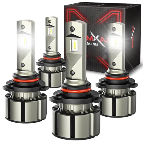 Laxmas 9005 9006 LED Bulbs Combo Kit, 600% 96,000LM Ultra Brightness Bulbs with 6500K Cool White, HB3 HB4 Headlight Bulbs with 12000RPM Cooling Fan, 50000+ Hours Lifespan, Plug and Play, Pack of 4