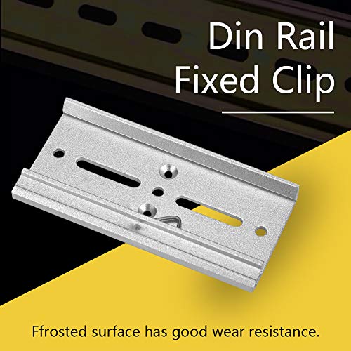 Image of Aluminum DIN Rail Fixed Clamp 35mm Silver Terminal Block Mounting Clip for Universal Ground Terminals