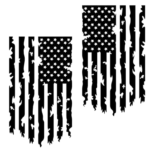 Distressed American USA US Flag Truck Tailgate Vinyl Decal - 2 Pack - Compatible with Most Pickup Trucks EUA Flag - Graphic Car, Tailgate Stickers (10