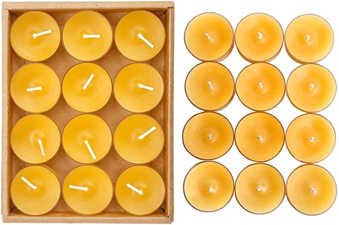 AuraDecor Pure Bees Wax Tealight Candle || Gift Pack || Tealight Candle || Beeswax Candle || 100% Pure Wax|| Spiritual Candle (Pack of 48)