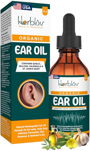 Organic Ear Oil for Ear Infections - Natural Eardrops for Infection Prevention Swimmers Ear & Wax Removal - Kids Adults Baby Dog Earache Remedy - with Mullein Garlic Calendula Made in USA