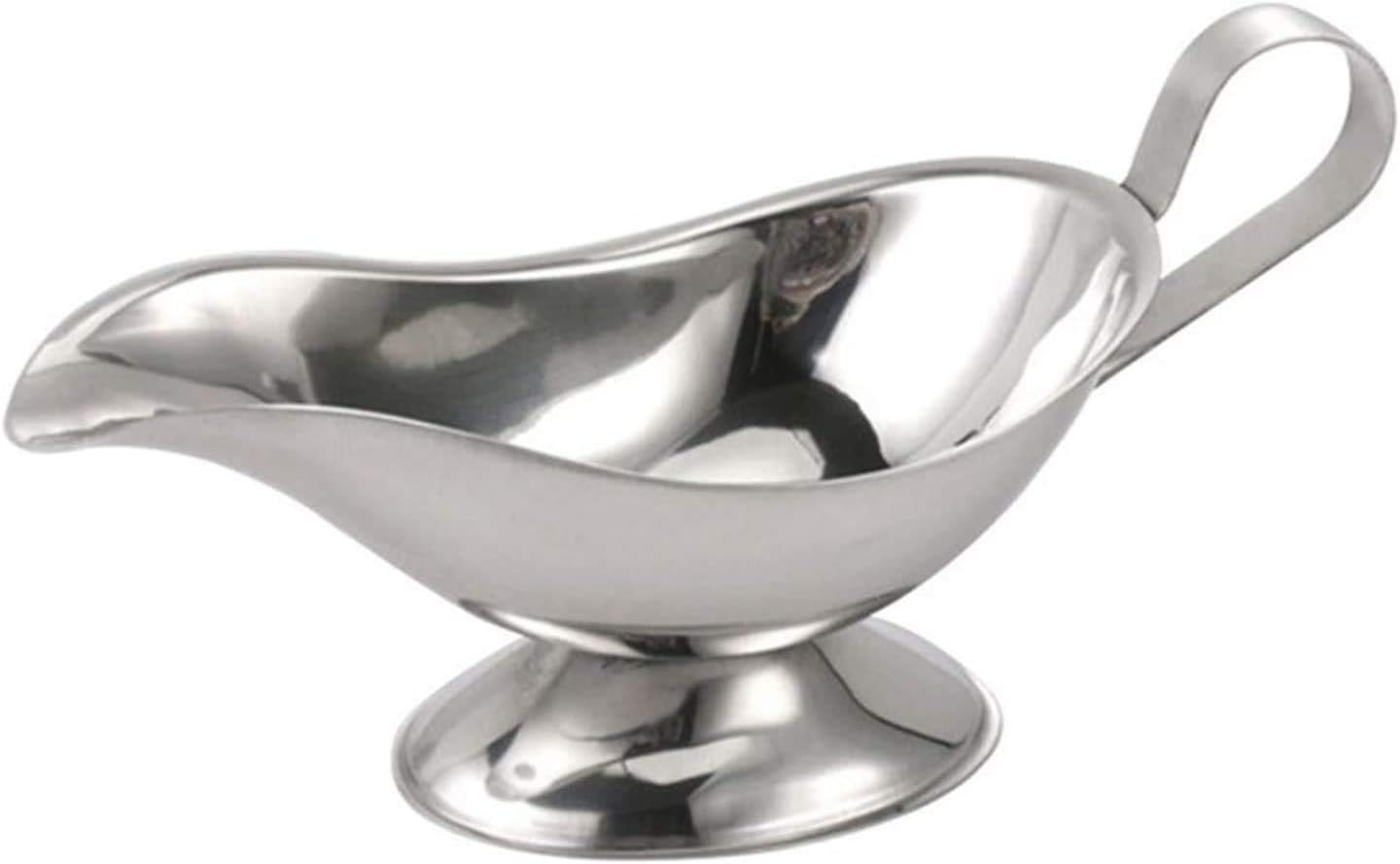 LYP Milk frothing Jug Cream Jug Serving Pitcher Stainless Steel Gravy Boat for Black Pepper Sauce Pepper Sauce Juice -Silver Sauce Jug (Size : 3oz)