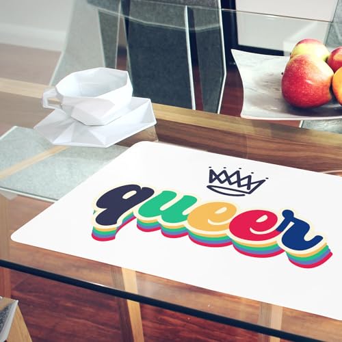 Cadeau Queer LGBTQ+ original : Lot de 4 sets de table en liège blanc grand format - 6