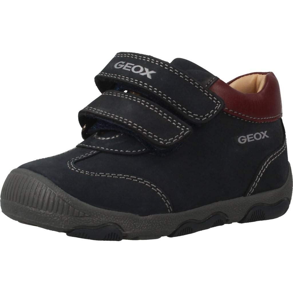Geox Baby-Boy's New Balu 15 All Leather Adventure Shoe Sneaker, Navy/Bordeaux, 19 Medium EU Toddler 