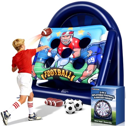 6FT Giant Football Toss & Soccer Dart Board Game Inflatable 2-Sided Outdoor Yard Game with Pump Backyard Carnival Party Game for Family