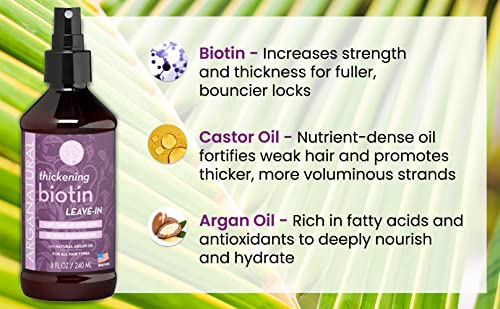 Arganatural Hair Leave In Conditioner & Detangler With Thickening Biotin, 8 Fl Oz Spray Bottle, Helps Fortify Weak Thinning Hair #TOP2