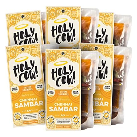Holy Cow! Daal Curry Kit (5 x 400g) Sambar Dahl, Gluten Free Vegan Curry Kit, Indian Snacks, Indian Ready Meals, Yellow Lentils Cover