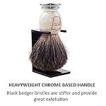 Parker 100% Black Badger Bristle Shaving Brush with Ivory Marbled Handle - Brush Stand Included - Image 4