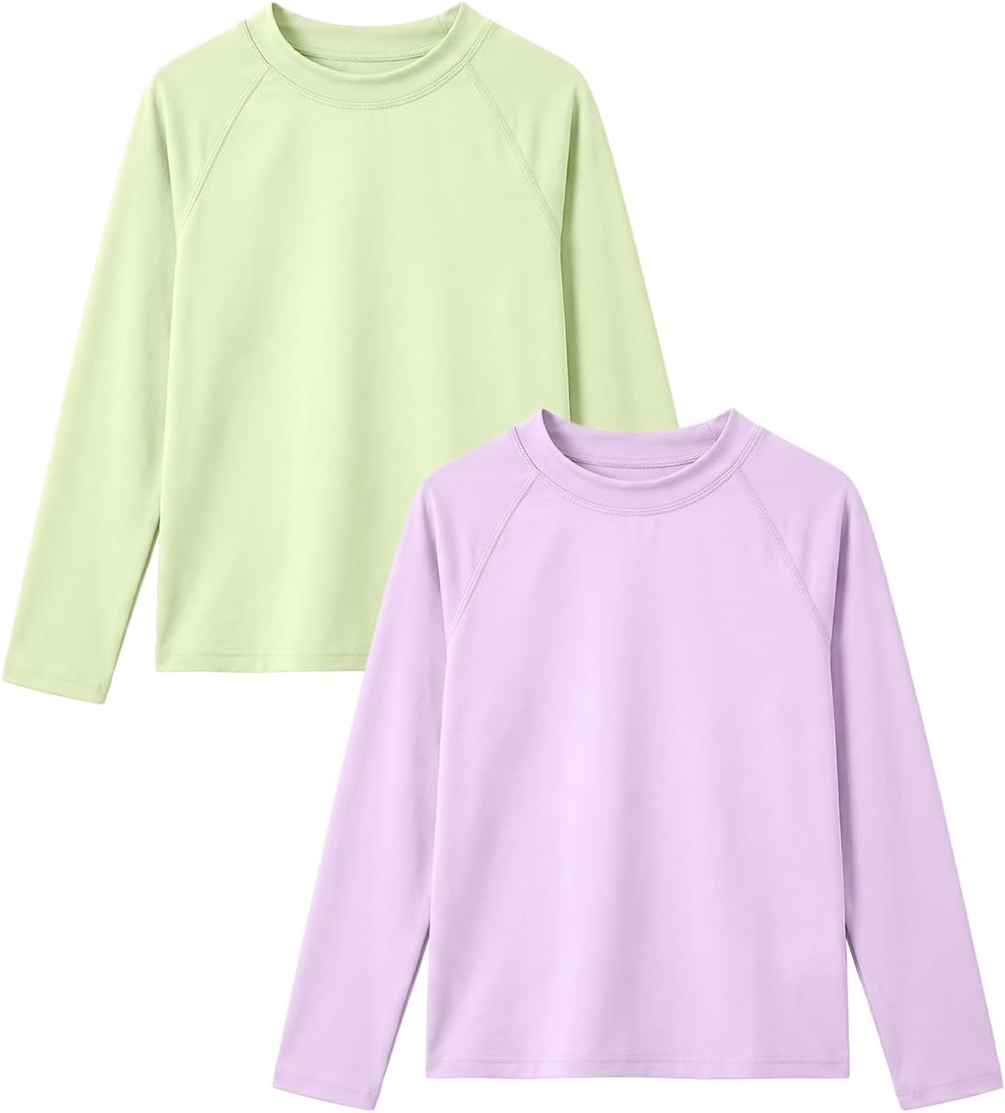 JiAmy 2 Pack Boys Girls Swim Shirt Long Sleeve Rash Guard UPF+ 50 Sun Protection Swimsuit Top Quick Dry Swimwear 3-12Y