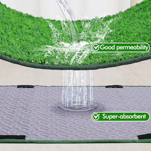 Image of Dog Grass Mat with Pee Pad - 23.6x34.6in High Absorbent Dog Litter Box Toilet, Waterproof Washable Reusable for Small Medium Large Dogs Potty Training Indoor Balcony Porch
